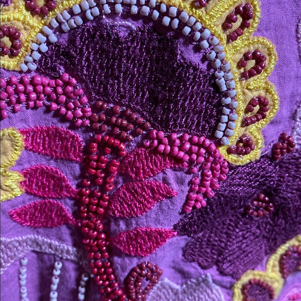Anthropologie Magenta Dress with Embroidered Details - Picture 8 of 14